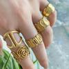 CARLIDANA Vintage Multilayer Sun Stainless Steel Gold Plated Rings for Women Hollow Line Charm Adjustable Men Open Ring Jewelry