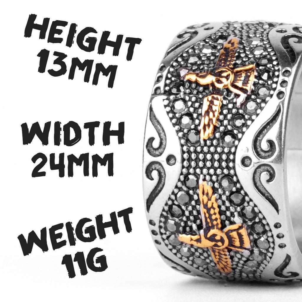 Ancient Historical Persia Zarathustra Stainless Steel Men Rings Luxury Punk HipHop for Biker Jewelry Creativity Gift