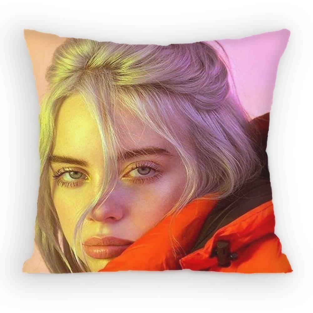 Billie Eilish Blue Pillow Case Sofa Living Room Bedroom Headboard Backrest Cushion Square Cushion Nap Time