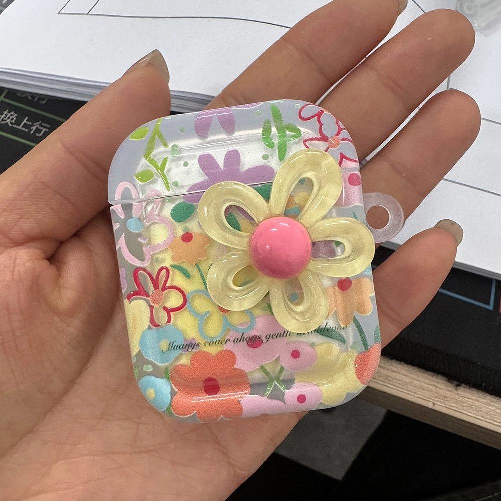 3D Flower Protective Earphone TPU Cover For Airpods Pro Case For Airpods 1/2/3/4 Case With Beads Keychain