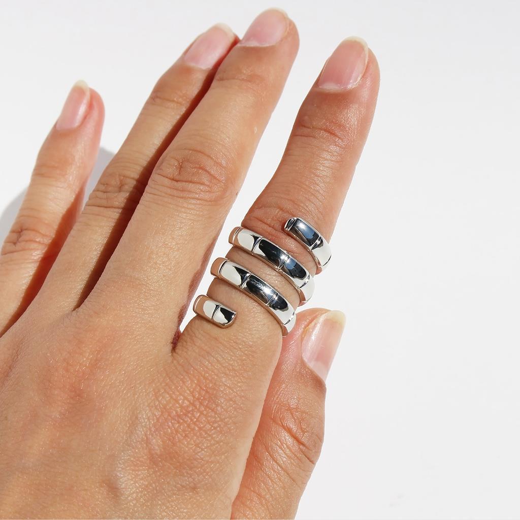 Brass Plated Real Gold Niche Fashionable Bamboo Spiral Multi-Layer Wide Version Ring Ring Ring Stacked Wearing 892