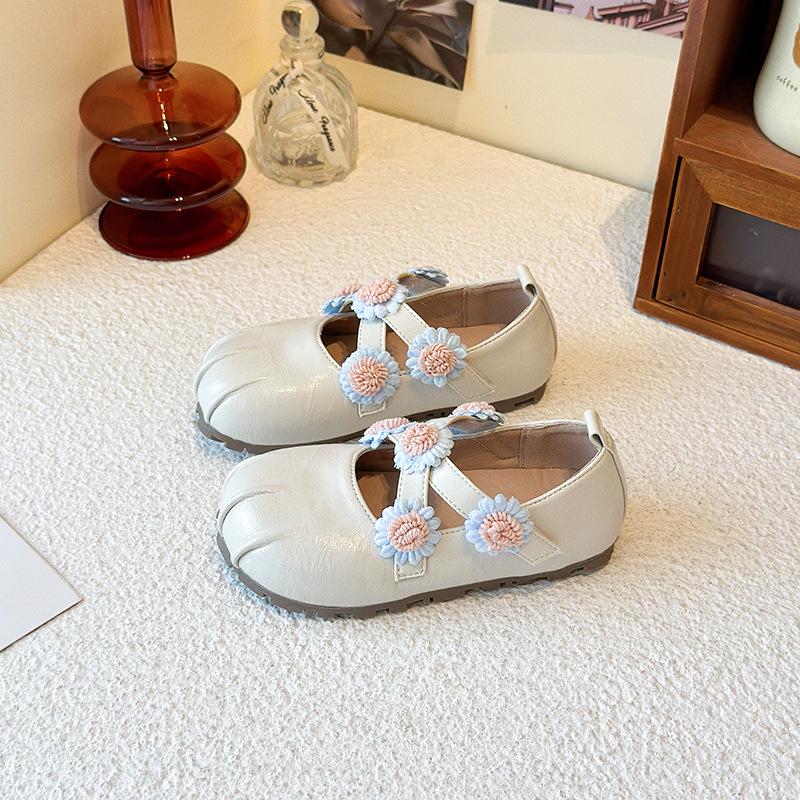 Sunflower Soft Sole Princess Flats for Baby Girls - 2025 Spring/Autumn Children's Leather Shoes