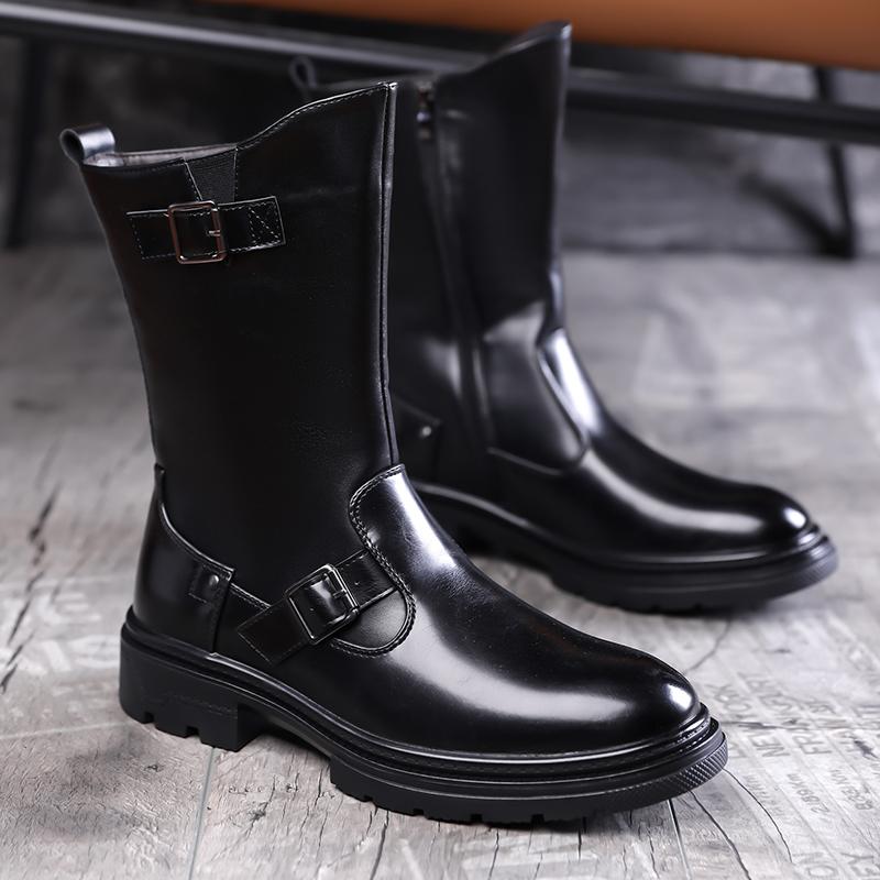 Men`s Motorcycle Boots Western Boots Black