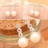 Women's White Faux Pearl Earrings Rhinestone Eardrop Ear Studs Bride Jewelry
