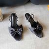 Mode Mode Schleife Damen Dünne Absätze Sandalen Schuhe Weiblich Runde Zehen Schuhe Elegant Damen Absatzsandalen Pantoletten Schuhe