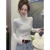 Plus Size Velvet Lace Stand Collar Long Sleeve Women's Autumn Winter Warm Top