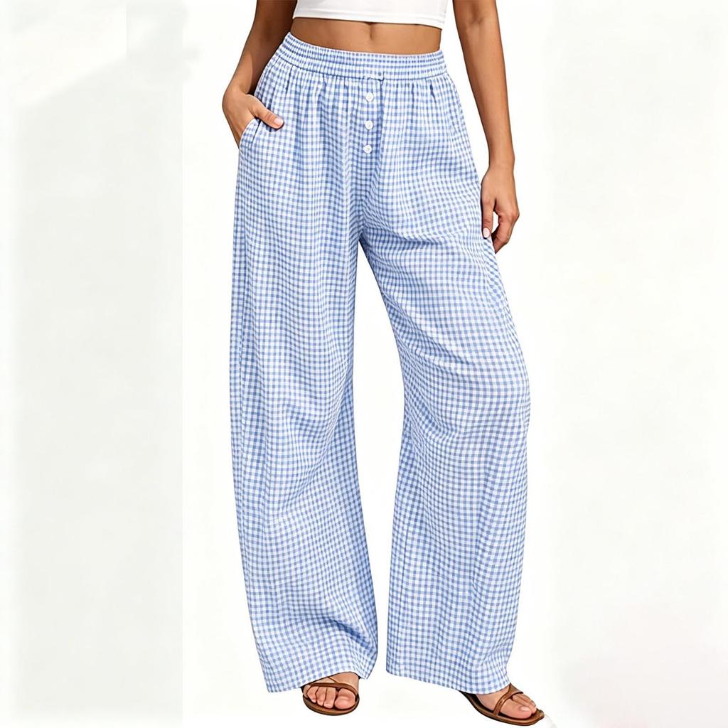 Women's Plaid Sleep Pants - Loose Fit Pants for Home Comfort