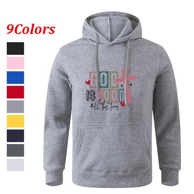 Bedrucktes Teens Langarm Herbst Schwarz Grau Kapuzenpullover Sportbekleidung Hoodie