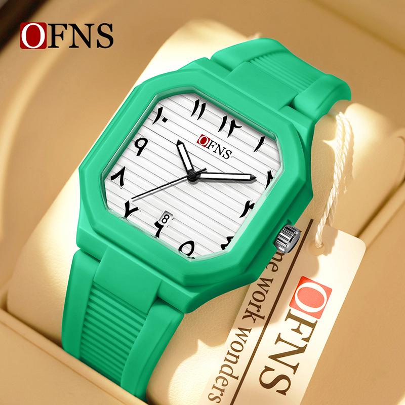 OFNS Waterproof Quartz Watch with Square Arabic Numerals - Unisex Design for Students in the Middle East