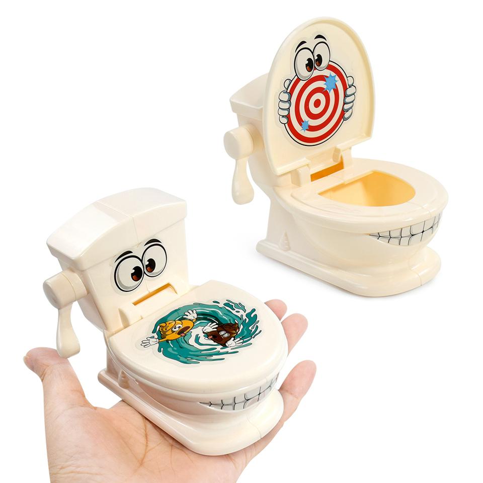 Mini Toilet Catapult Game Two Person Interactive Battle Poop Toys Stress Relief Funny Toilet Simulation Game for Kids Adults