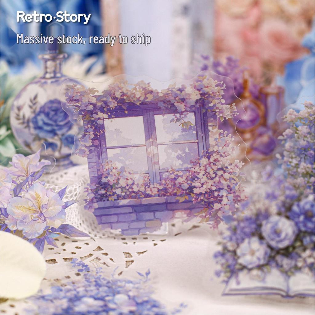 Mengze RetroStory Flower Bouquet Sticker Pack: 40 Sheets, 6 Styles for Journaling and Crafts