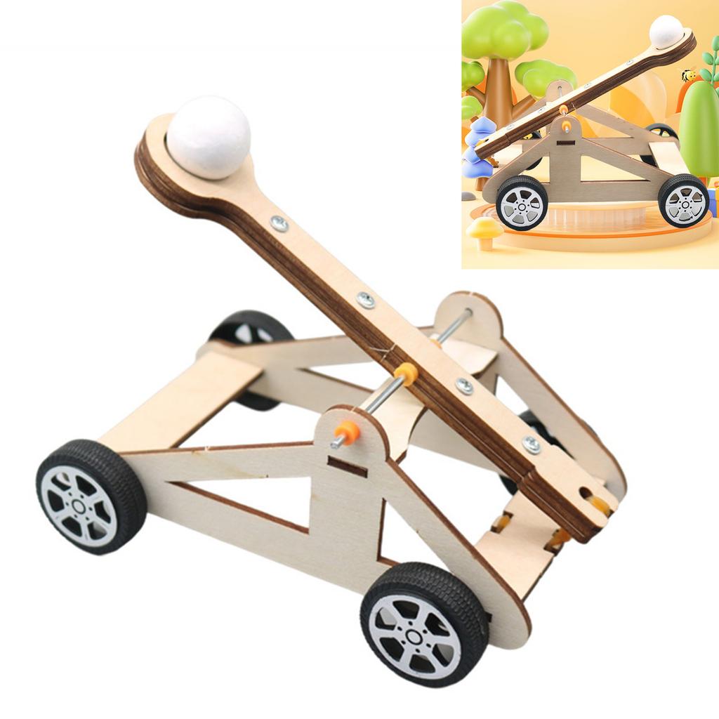 Family Interactive Wooden Catapult Educational Toy Set for Science Experiments and Creative Assembly Activities
