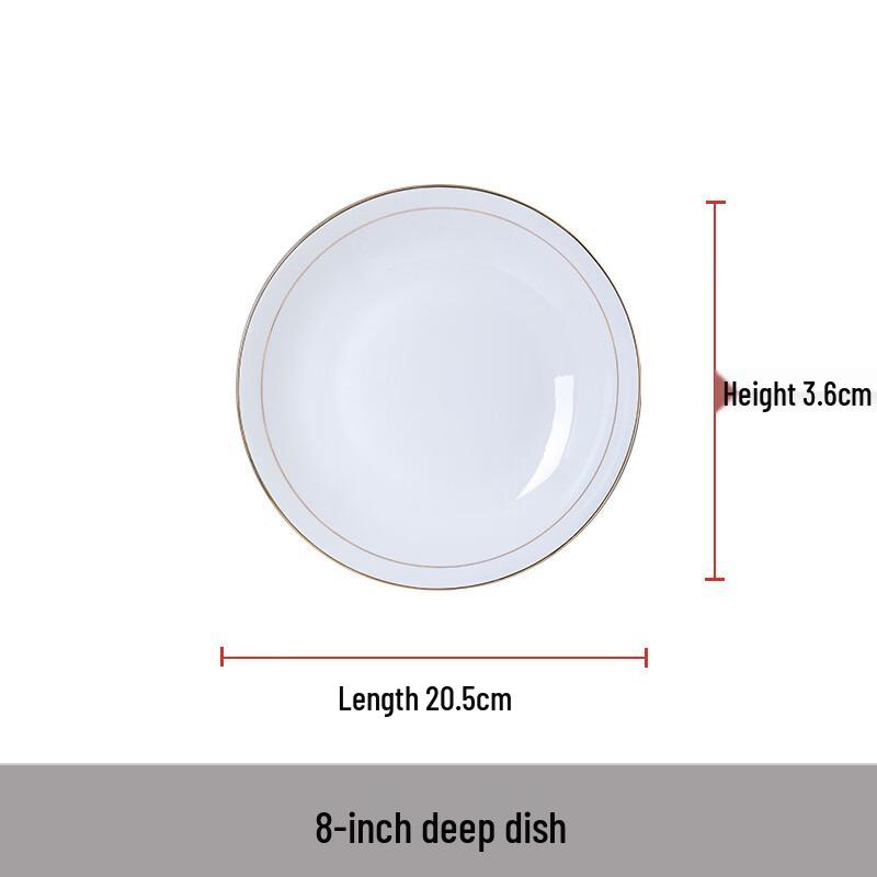 European Hand-Painted Gold Bone China Deep Plate Set