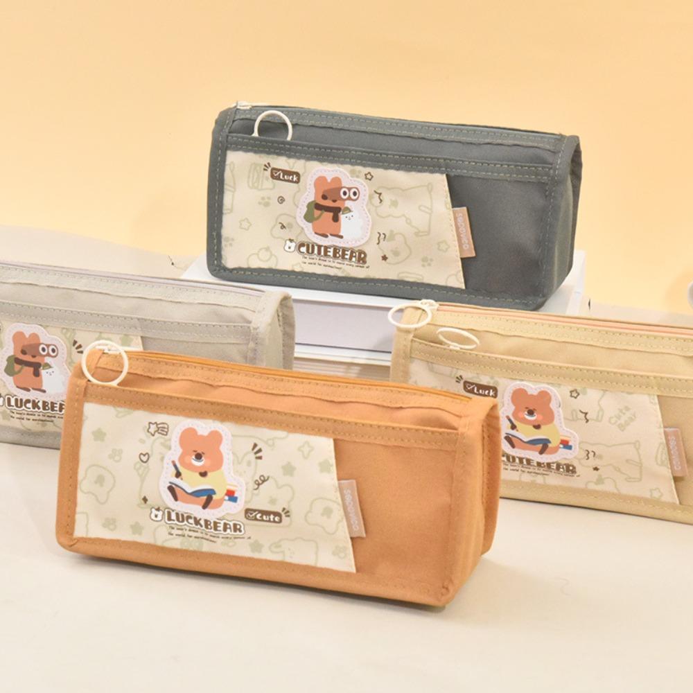 

Large Capacity Pen Bag Zipper Stationery Supplies Cute Pencil Case Students Random color
