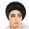 Glitter Pleated Turban Cap for Women Head Wraps Muslim Headscarf Hat Turbante Mujer African Headpiece