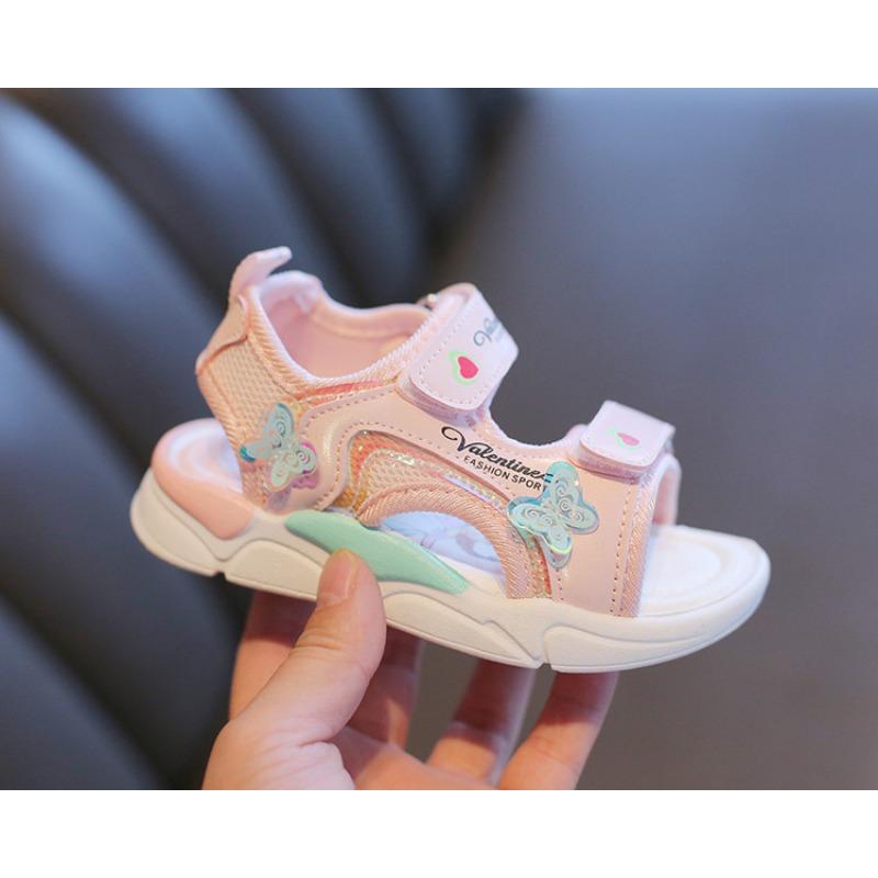 Little Girls' Open-Toe Sandals - New Summer Collection, Children's Beach Shoes, Cartoon Princess Shoes for Toddlers, Soft-Soled Baby Sandals