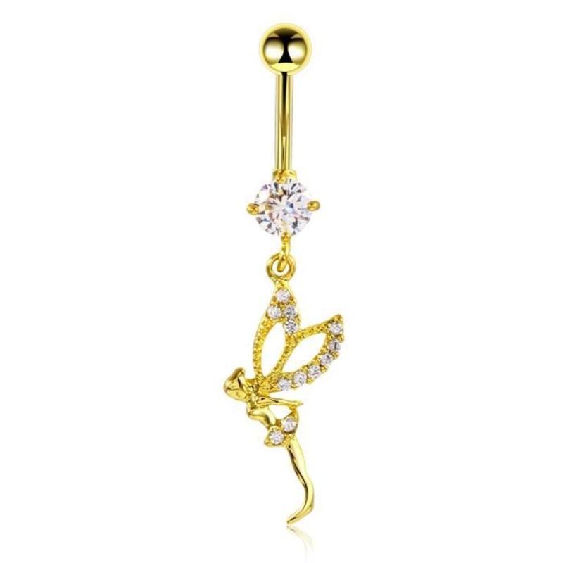KODY PIERCING Bauchnabelpiercing mit 18 Karat vergoldetem Kristallfee – Qualitätspiercing