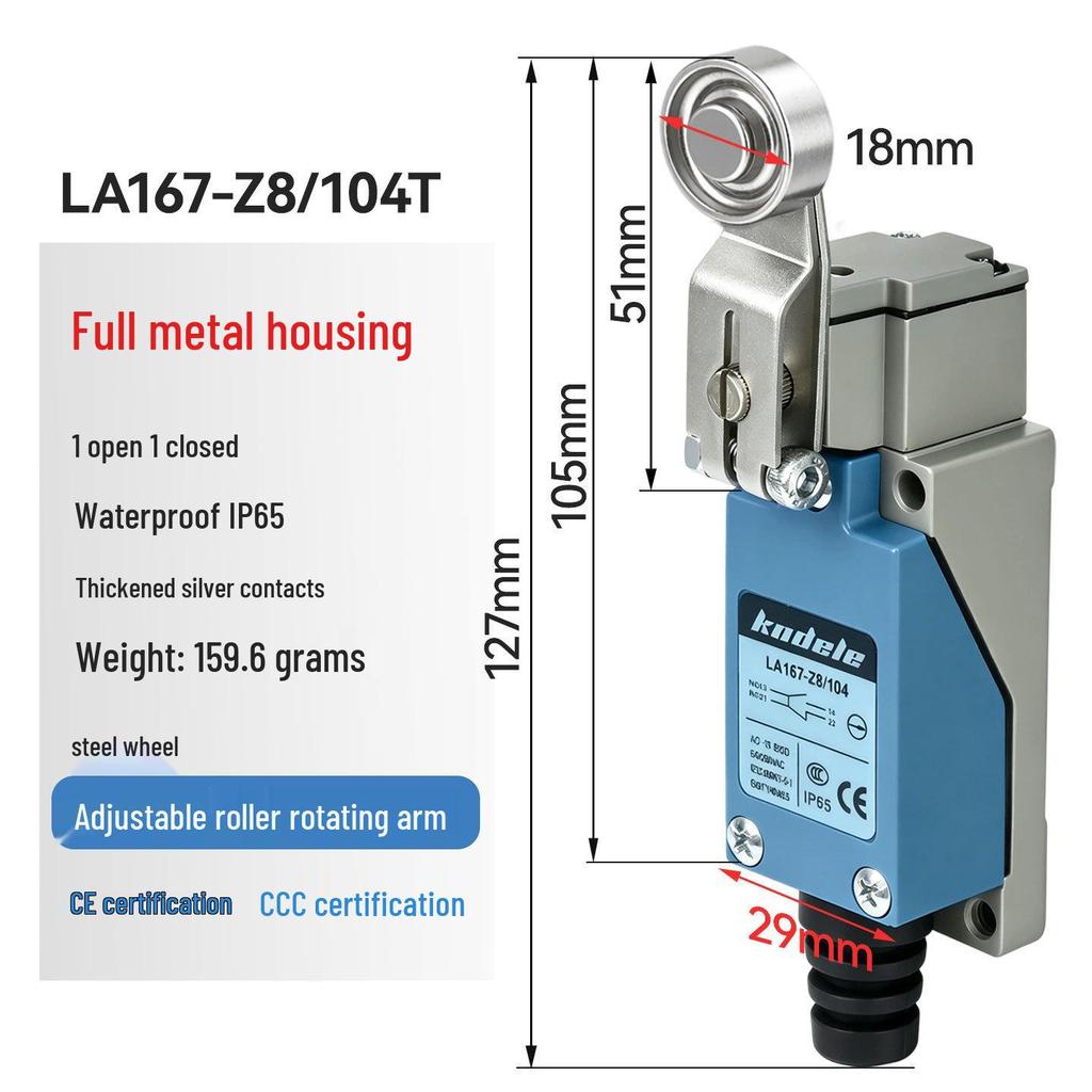 Self-Resetting Long Lever Universal Limit Switch with Spring Lever LA167-167