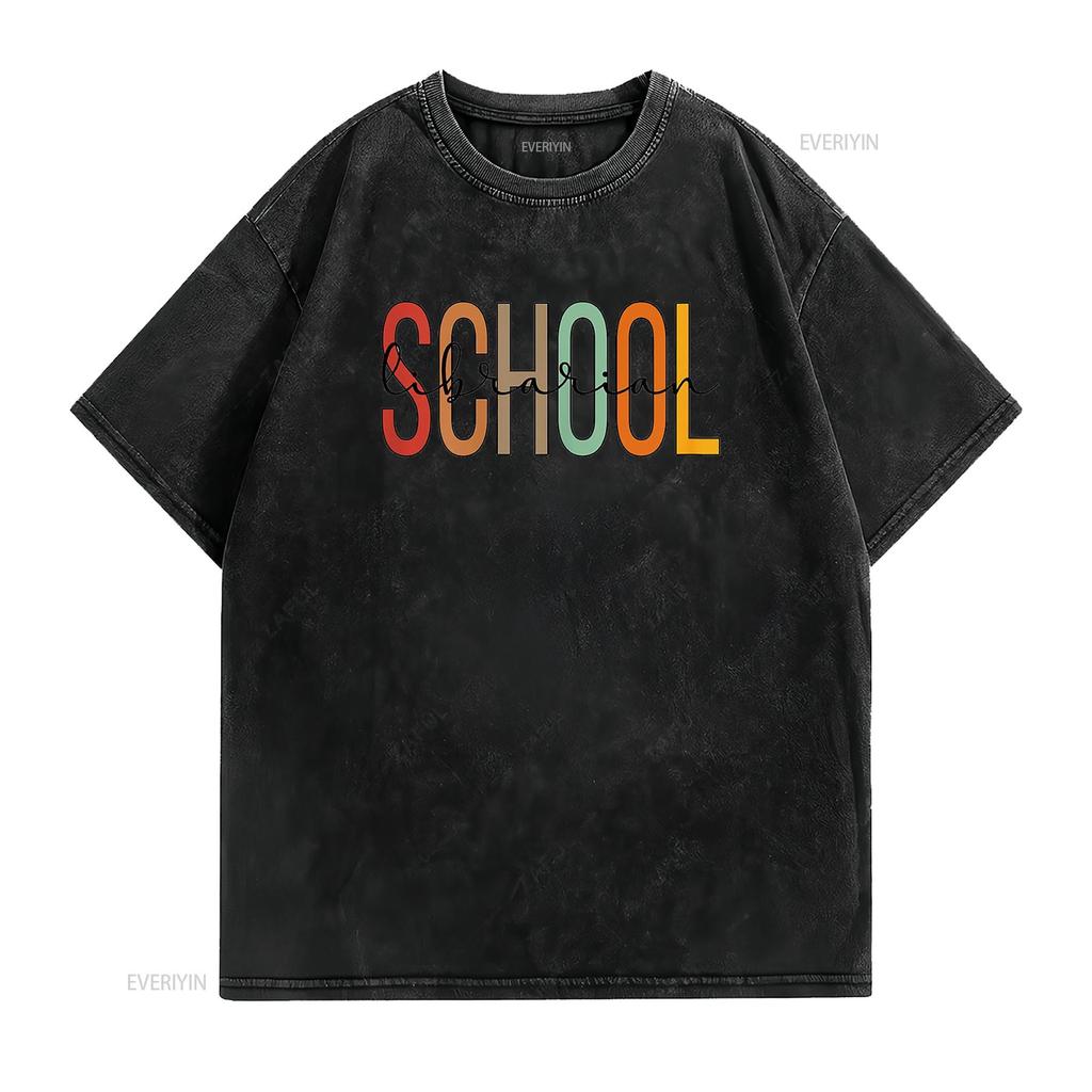 Schulbibliothekar Bibliotheksmitarbeiter Boho T-Shirt vintage gewaschen stilvoll weich Mode Designer Kleidung lässig leicht grafisch