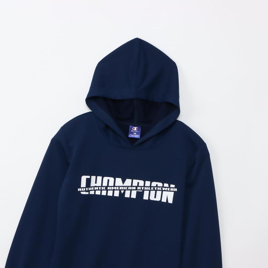 Champion Active Dry French Terry Long Sleeve Hooded Kids' Sweatshirt, Navy, Schoolboys, CK-BS102