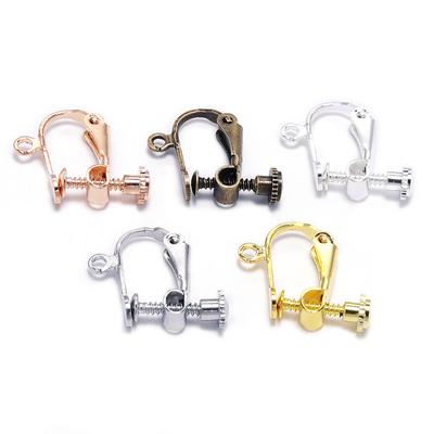 10 Stück 15 x 13 mm Messing-Schraub-Ohrclip-Ohrring-Einstellungen, drehen Sie Pads, Ohrring-Entdeckungen, Basis, leere Lünette für Schmuckherstellung