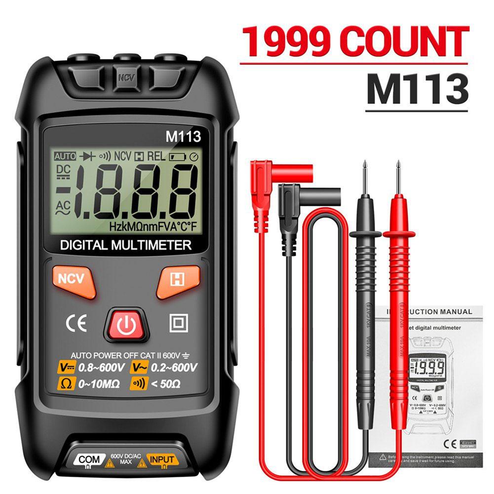 

M113 Smart Auto-Ranging Multimeter Digital Multimeter AC/DC Voltage Meter 1999 Counts NCV Induction Electrician Detector Tool чорний