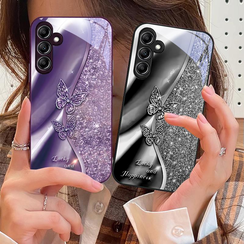 Goldener Schmetterling Für Samsung Galaxy A14 4G 20 30 52 20S 21S 22 A32 33 34 42 50 51 53 54 70 71 72 73 5G Glas Handyhülle