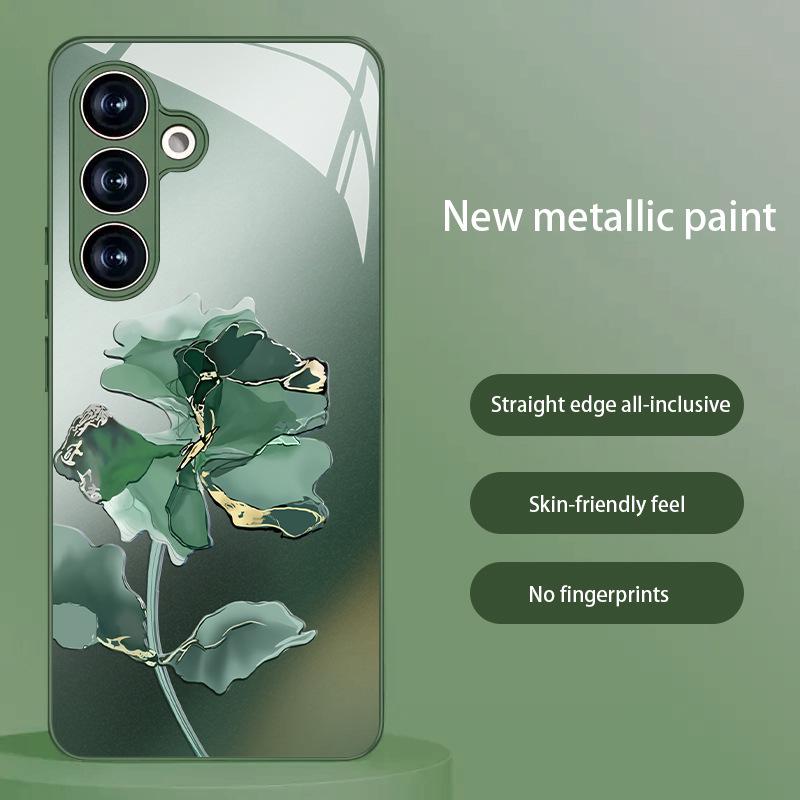 Marmorros Glas Telefonskal för Samsung S21/S22+/S24 Ultra/S25 FE