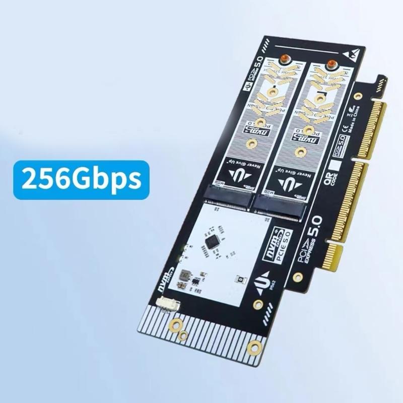 PCIe 5.0 to M.2 NVMe Adapter Card PCIE X8/X16 to M.2 Coverter Expansion Card Support for 2230 2242 2260 2280