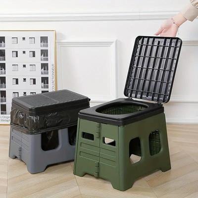 Camping Folding Toilet Movable Car Toilet Bucket Car Emergency Self-driving Travel Portable Outdoor Toilet Portable Trash Can