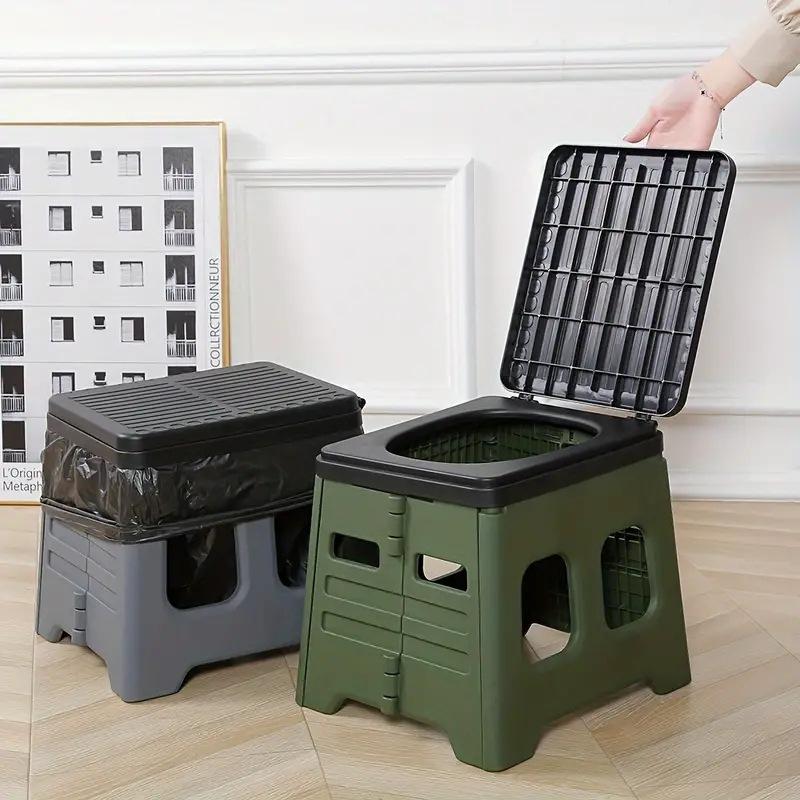 Camping Folding Toilet Movable Car Toilet Bucket Car Emergency Self-Driving Travel Portable Outdoor Toilet Portable Trash Can