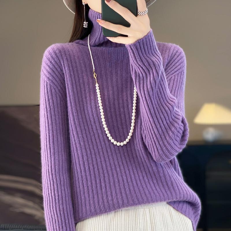 Women Sweater 100% Wool MODERN NEW SAGA Turtleneck Knit Pullover Thick Winter Jumpers Female Knit Tops