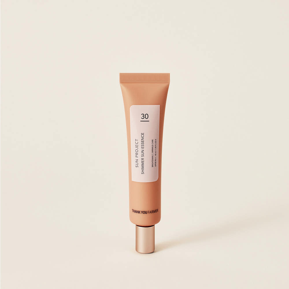 THANK YOU FARMER Sun Project Shimmer Sun Essence 40ml SPF30 PA++ Pink Pearl Glow Moisturizing Sunscreen
