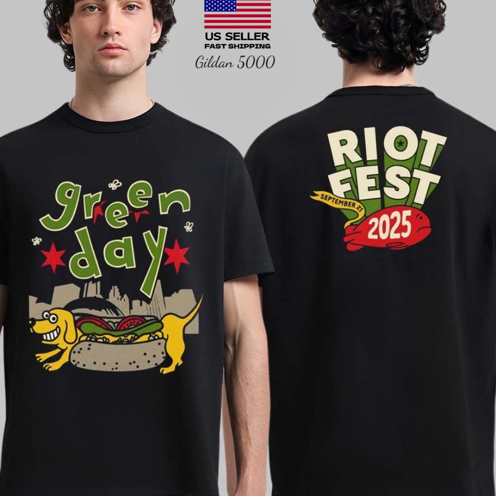 Green Day Riot Fest 2025 Merch Tee In Chicago IL On September 21 2025 Unisex T-Shirt XL