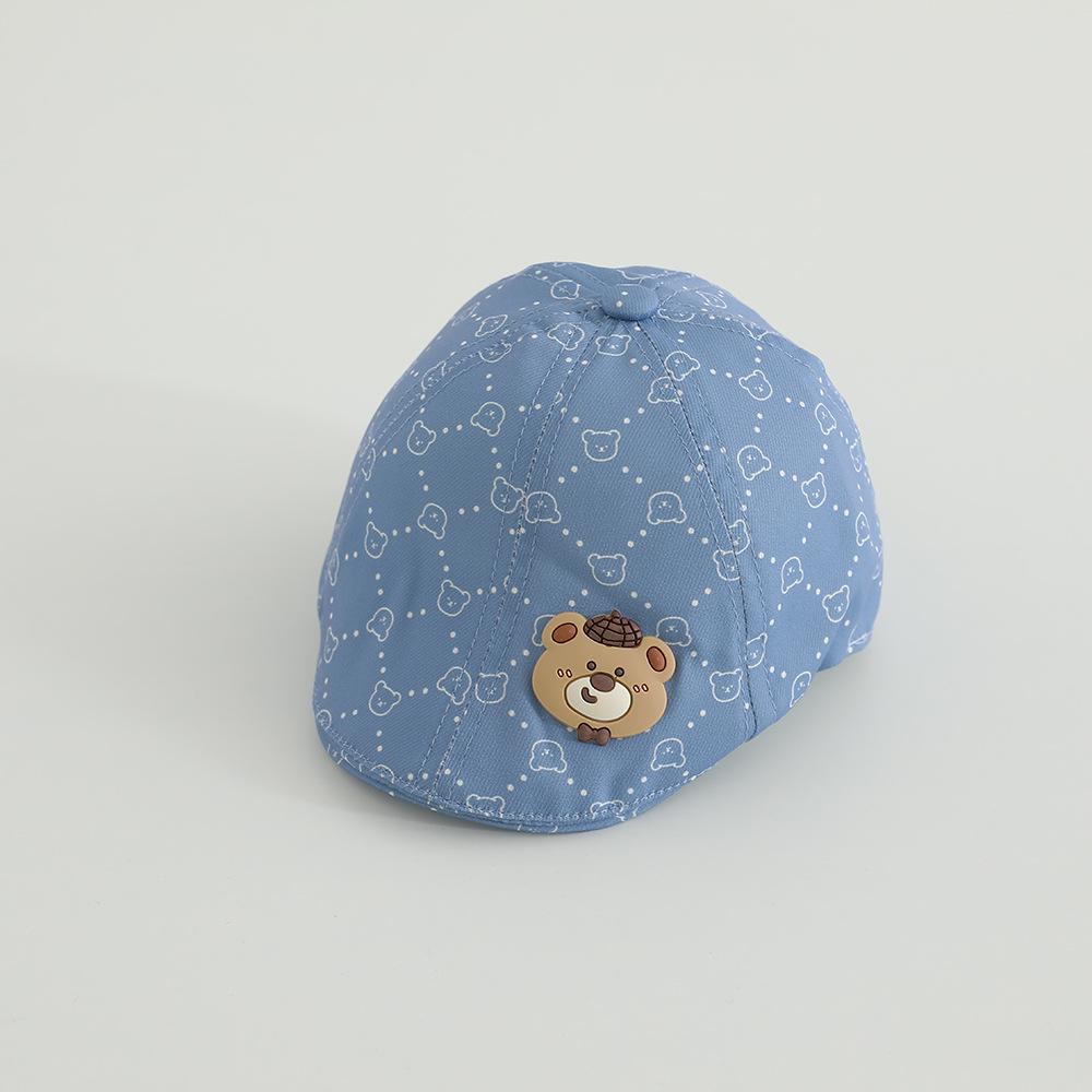 Retro Plaid Baby Beret – Spring/Summer Sun Hat with Embroidered "23" for Infants & Toddlers