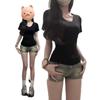 Women's Slimming Waist-Cinched V-Neck Cotton T-Shirt, Summer 2026 Design