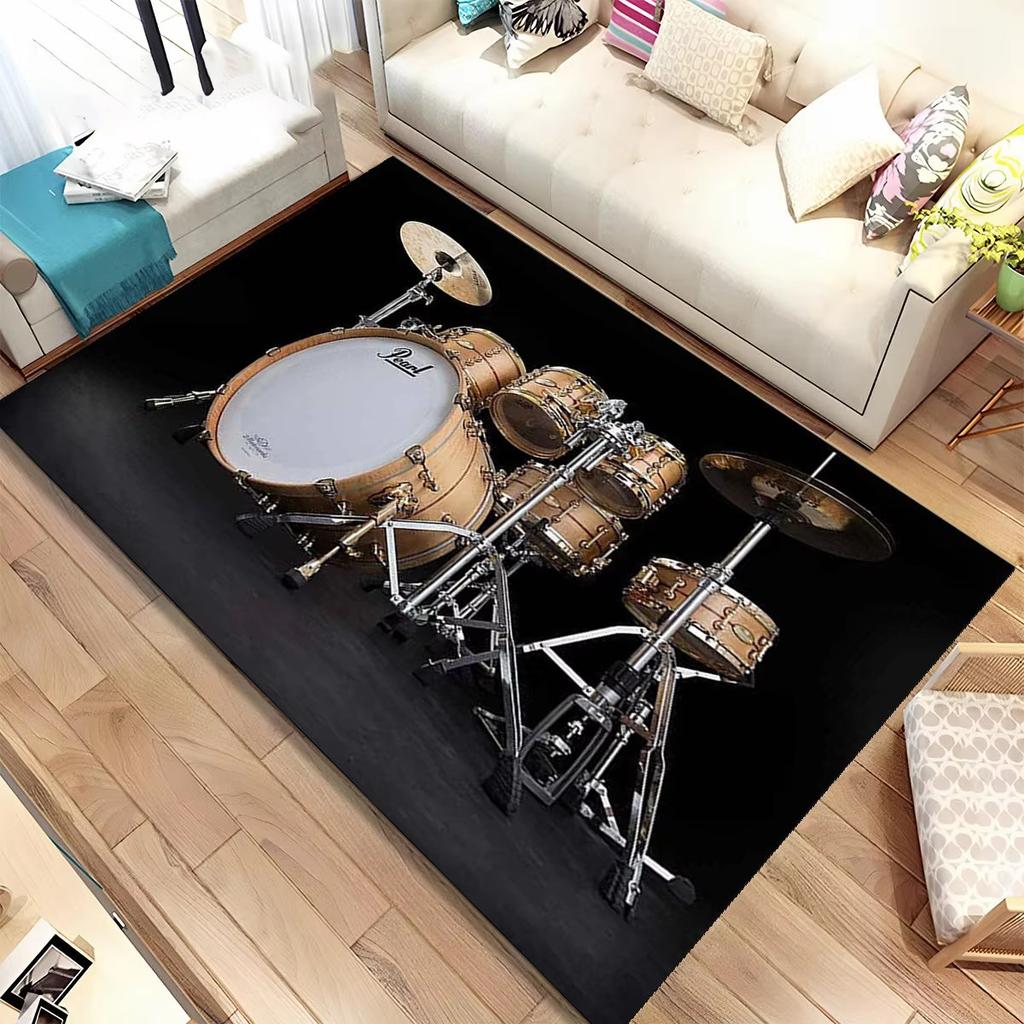 Schlagzeug Musik Schlagzeugset Instrumente Bereichsteppich, Teppich für Zuhause Wohnzimmer Schlafzimmer Sofa Fußmatte Dekor, Kinder Rutschfeste Bodenmatte