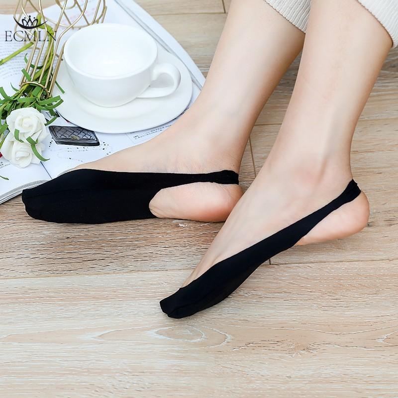 

Бесшовные невидимые носки с подтяжками и хлопковой подкладкой, тонкие шелковые носки-лодочки для женщин, летние силиконовые нескользящие носки на высоком каблуке One size чёрный