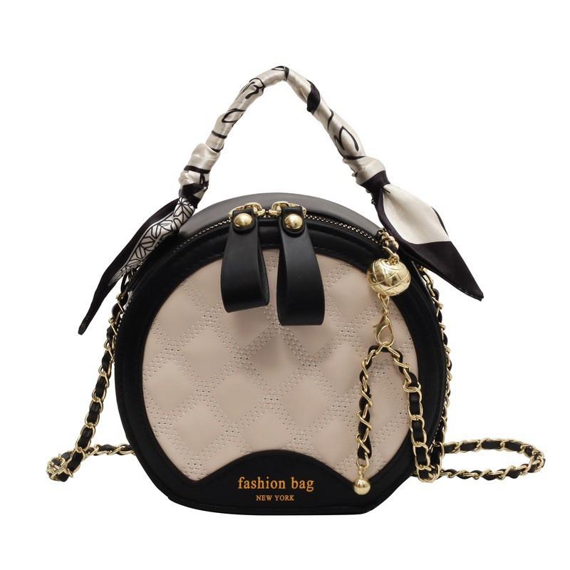 

Ring-grid Embroidered Thread Portable Women s Bag 2025 New Fashionable Chain Cross-body Commuting Small Round one size