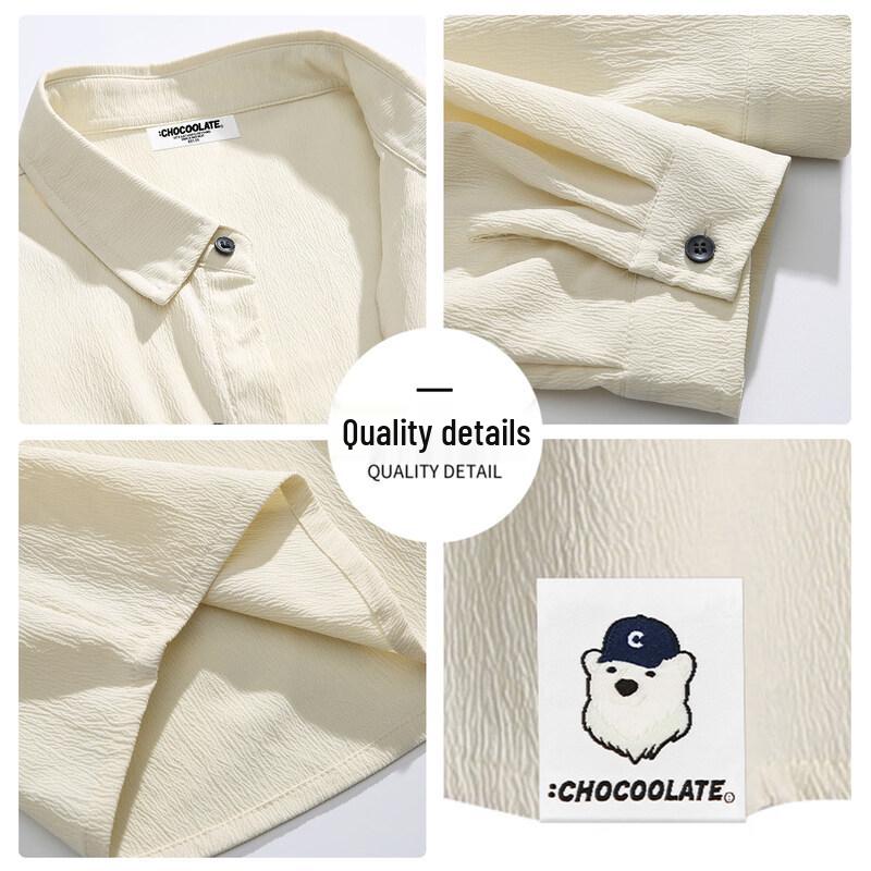 :CHOCOOLATEit Men's New Chinese Style Embroidered Loose Long-Sleeve Shirt Jacket