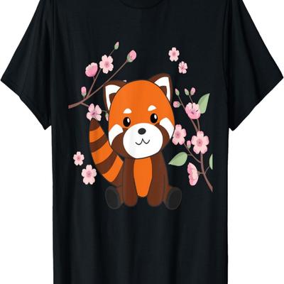 Red Panda Sweet Animals For Kawaii Cherry Blossoms T-Shirt