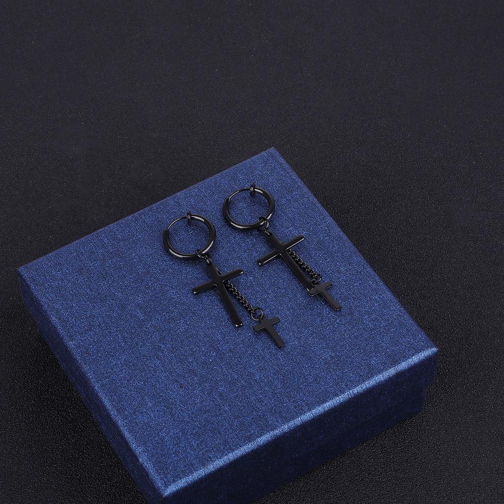 Titanium Steel Earrings Men Temperament Trendy Earrings Korean Women Long Tassel Chain Earrings