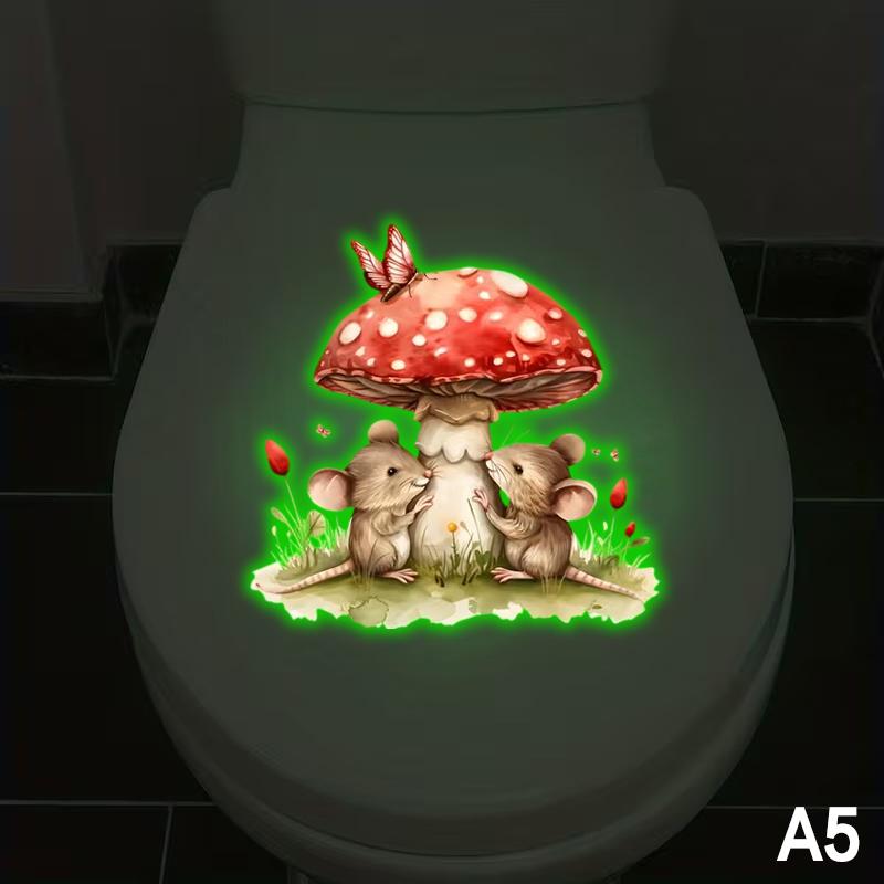 

Glow-In-The-Dark Frog Penguin Toilet Stickers Bathroom Wall Sticker Cartoon Animal Decal Self-Adhesive Removable Home Decor