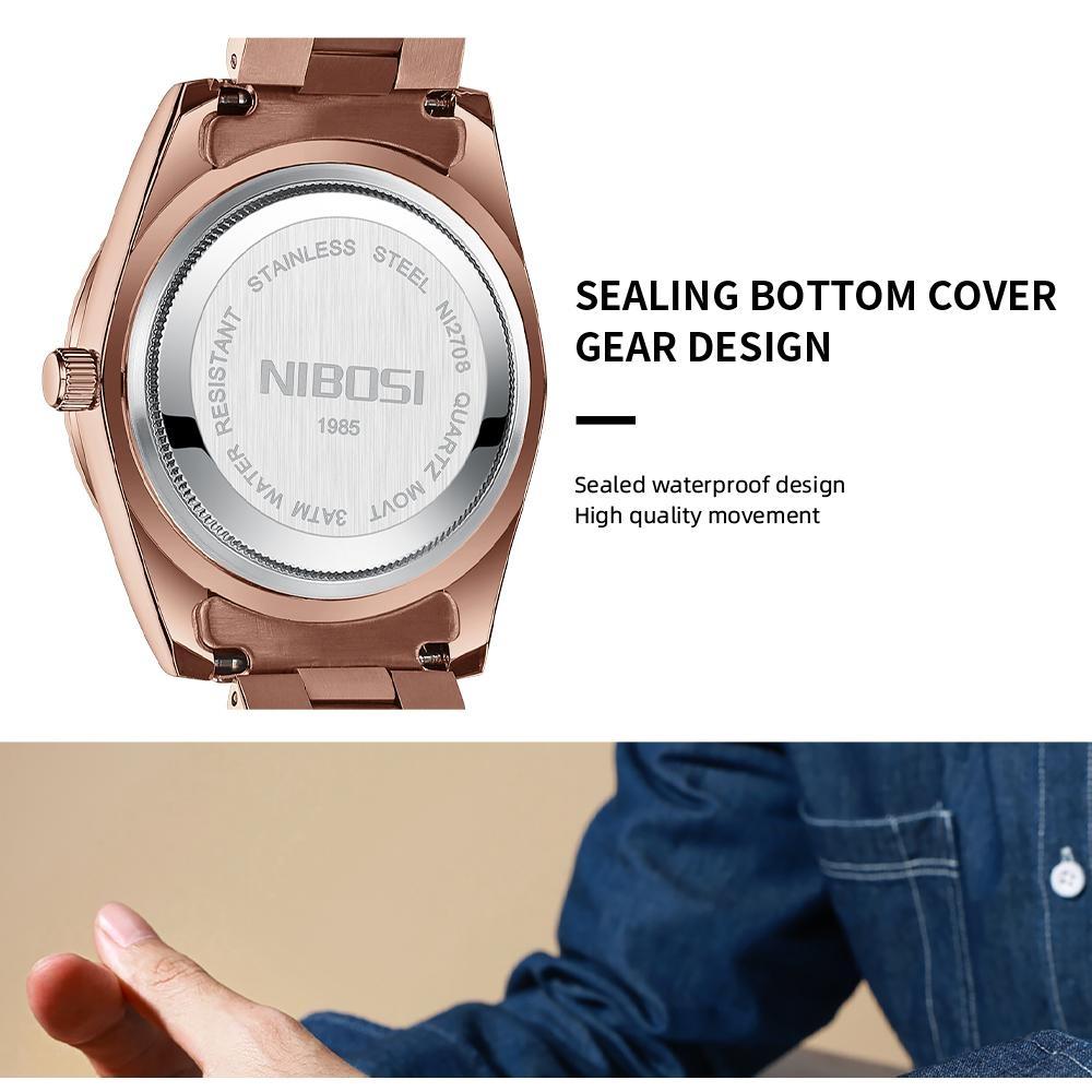 NIBOSI Fashion Men Watches Top Brand Luxury Wristwatch Day Date Miyota Quartz Watch Men Waterproof Clock