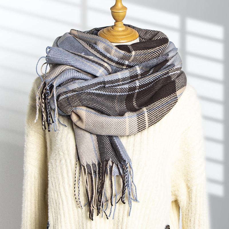 Scarf Men's and Women's Autumn and Winter Plaid New Student Scarf Versatile Warm Shawl Women's Imitation Cashmere