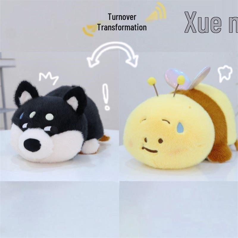 Shark Bee Husky Puppy Plush Pillow - Funny Sleep & Gift Toy for Girls