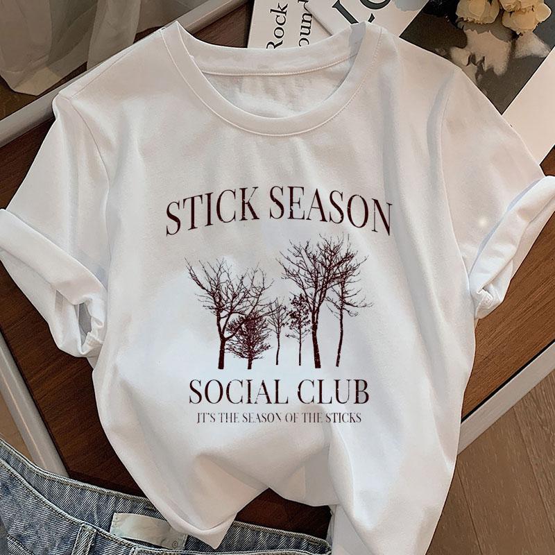 StickSeason Folk Country Music Tee Unisex Ladies Short Sleeve Tshirt Basic Round Neck Printed Tshirts High Quality Streetwear