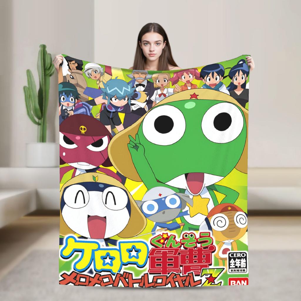 Classic Comedy Anime Keroros Frog Blanket  Travel Flannel Throw Blanket For Couch Chair Super Soft Design Quality Bedspread Gift