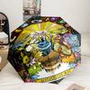 Yellow Mouse Stained Glass Umbrella 8-Frame for Travel, Camping, Casual Lightweight Portable Umbrella, Essential for Every Family Holidays Gift