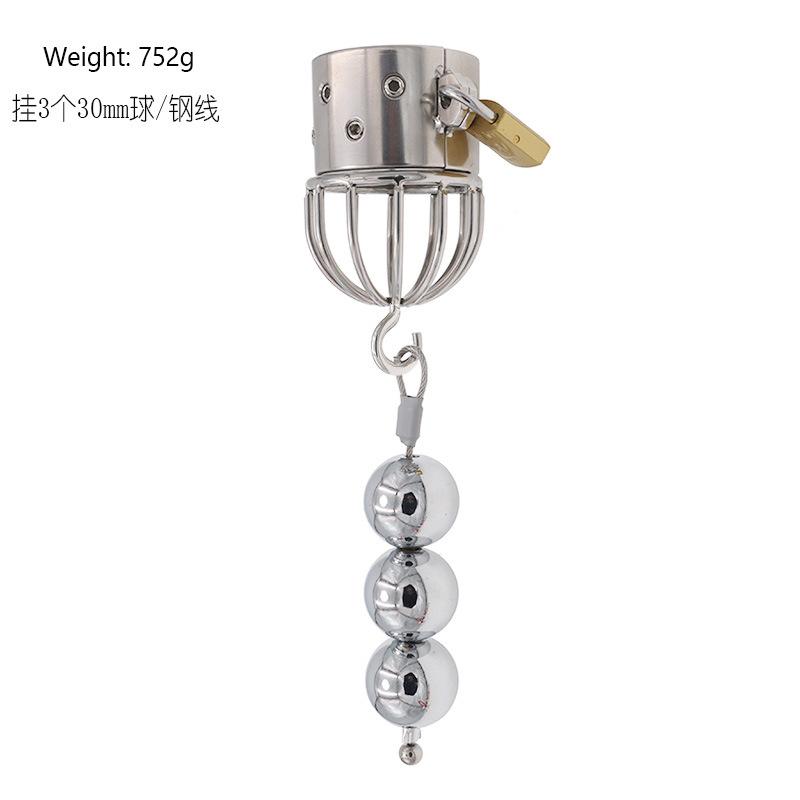 Stainless Steel Scrotum Pendant Weight-Bearing Ring Penis Physical Stop Stretch Anti-Escape Bondage Alternative Metal Toy